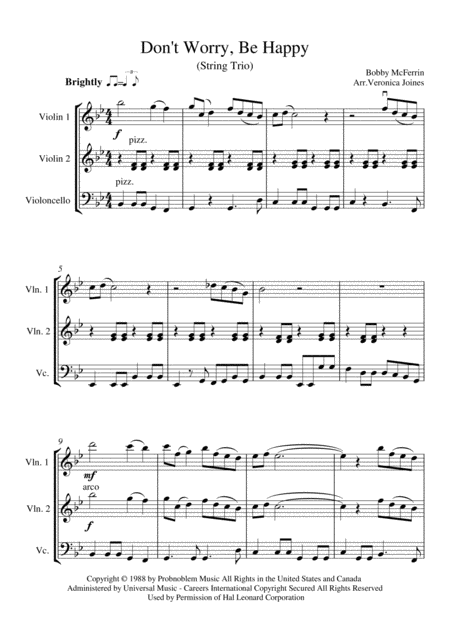 Dont Worry Be Happy For String Trio Violin 1 Violin 2 Cello Page 2