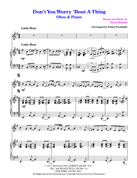 Dont You Worry Bout A Thing For Oboe And Piano Latin Jazz Page 2