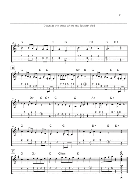 Down At The Cross Where My Saviour Died Hymn Ukulele Ensemble Page 2