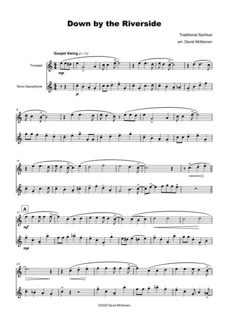 Down By The Riverside Gospel Hymn For Trumpet And Tenor Saxophone Duet Page 2