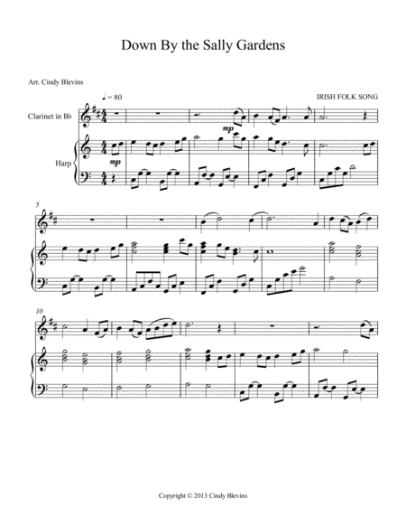 Down By The Sally Gardens Arranged For Harp And Bb Clarinet Page 2