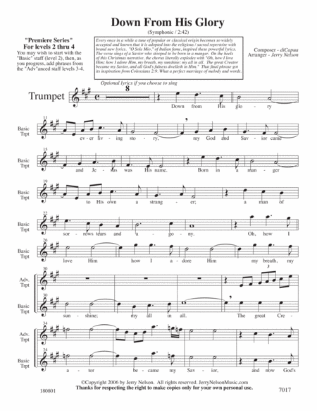 Down From His Glory O Sole Mio Arrangements Level 2 5 For Trumpet Written Acc Page 2