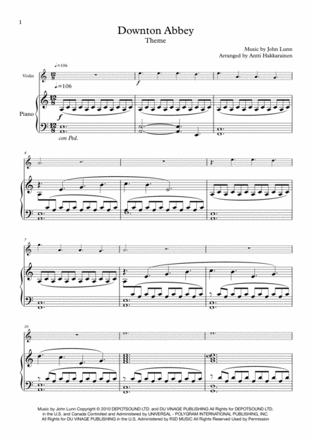 Downton Abbey Theme Violin Piano Page 2