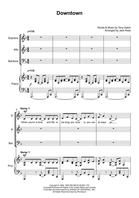 Downtown Piano Sab Vocal Score Page 2