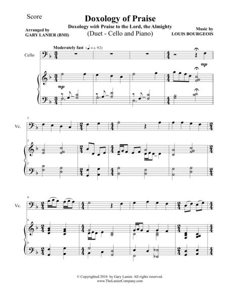 Doxology Of Praise Duet Cello Piano With Parts Page 2