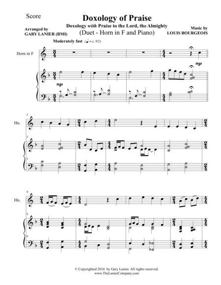 Doxology Of Praise Duet Horn In F Piano With Parts Page 2