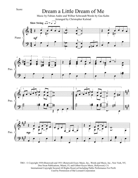 Dream A Little Dream Of Me Piano Solo Page 2