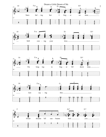 Dream A Little Dream Of Me Ukulele Chord Melody Solo Page 2