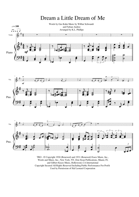 Dream A Little Dream Of Me Violin Solo With Piano Accompaniment Page 2