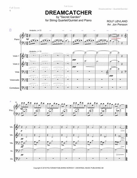 Dreamcatcher String Quartet Quintet Piano Full Score Parts Page 2