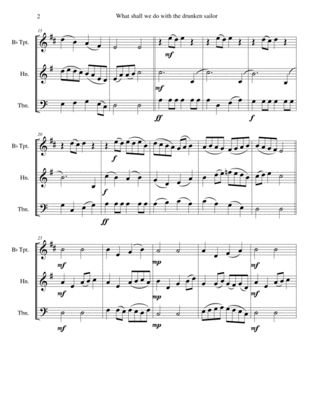 Drunken Sailor For Brass Trio Trumpet Horn Trombone Page 2