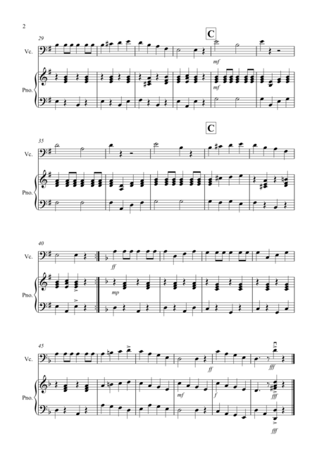 Drunken Sailor For Cello And Piano Page 2