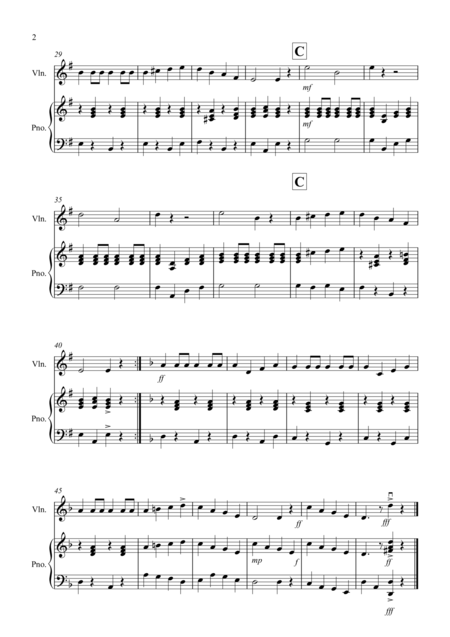 Drunken Sailor For Violin And Piano Page 2