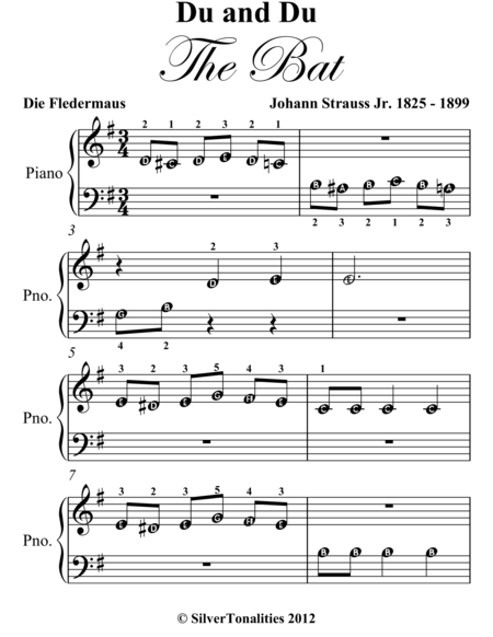 Du And Du Waltz Die Fledermaus Beginner Piano Sheet Music Page 2