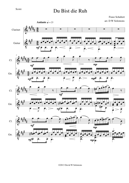 Du Bist Die Ruh For Clarinet And Guitar Page 2