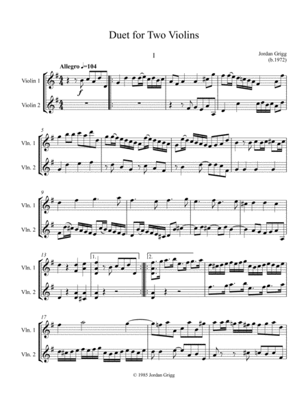 Duet For Two Violins 1985 Page 2