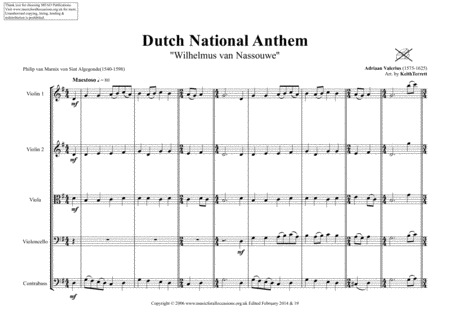 Dutch National Anthem For String Orchestra Mfao World National Anthem Series Page 2