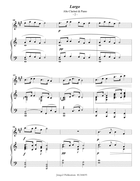 Dvo K Largo From The New World Symphony For Alto Clarinet Piano Page 2