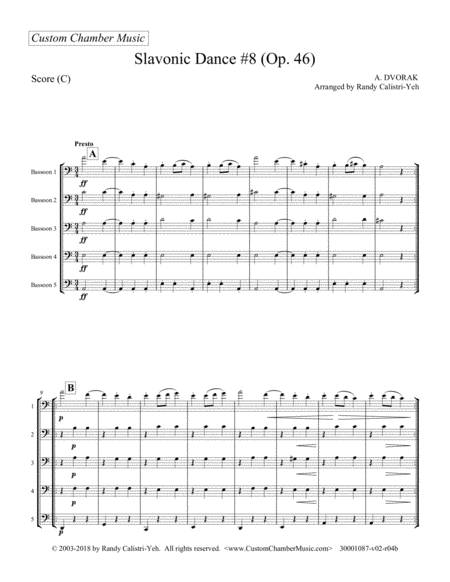 Dvorak Slavonic Dance 8 Clarinet Quintet Or Bassoon Quintet Page 2