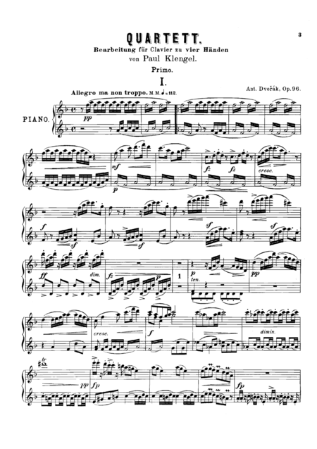 Dvorak String Quartet Op 96 American All Mvts For Piano Duet 1 Piano 4 Hands Pd801 Page 2