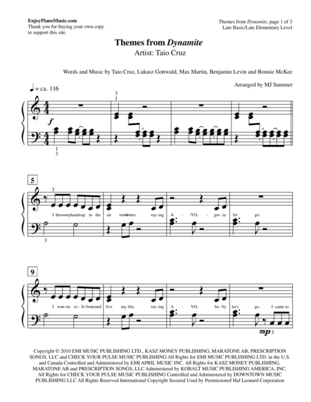 Dynamite Taio Cruz Late Elementary Level For Easy Piano Solo Page 2