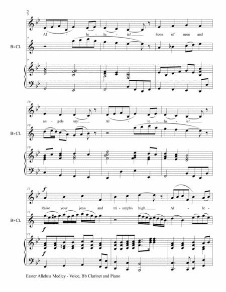 Easter Alleluia Medley Voice Bb Clarinet And Piano Score Parts Included Page 2