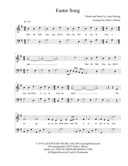 Easter Song Hear The Bells Ringing Late Elementary Early Intermediate Page 2