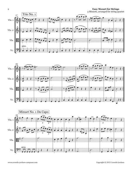 Easy Mozart For Strings 3 Minuets Arranged For String Quartet Page 2