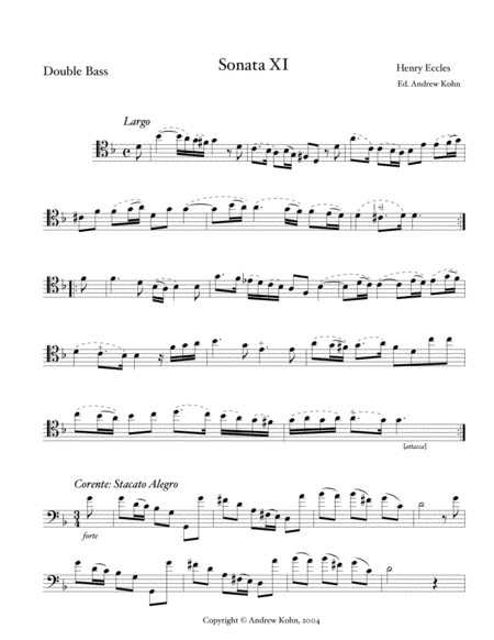 Eccles Sonata 11 Double Bass And Piano Page 2