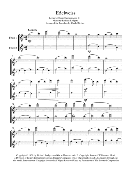 Edelweiss Arranged For Flute Duet Page 2
