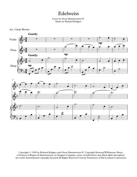 Edelweiss Arranged For Harp Flute And Violin Page 2