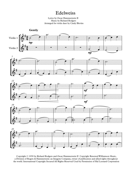 Edelweiss Arranged For Violin Duet Page 2