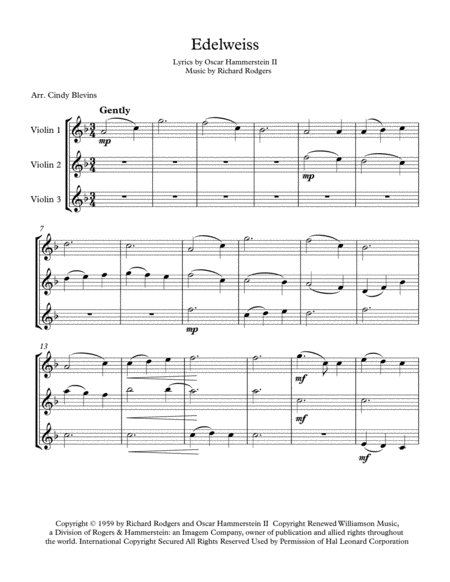 Edelweiss Arranged For Violin Trio Page 2