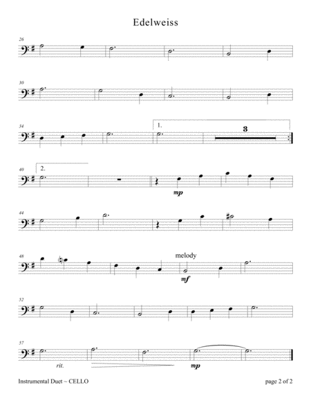 Edelweiss For Cello Solo With Piano Accompaniment Page 2