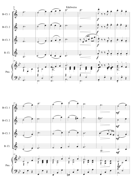 Edelweiss For Clarinet Quartet And Piano Page 2