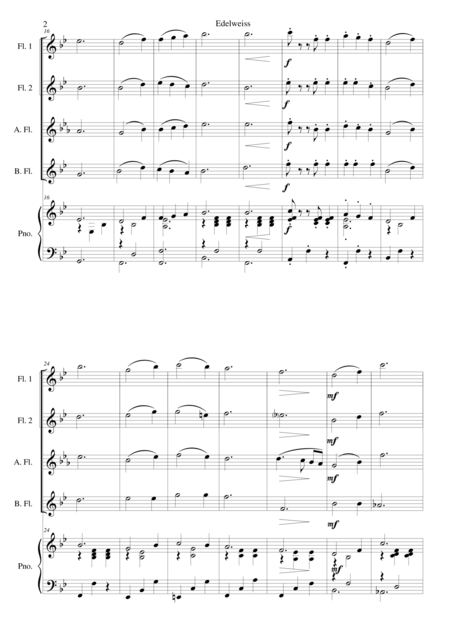 Edelweiss For Flute Quartet And Piano Page 2