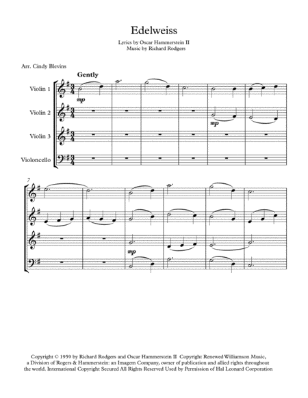 Edelweiss For Three Violins And Cello Page 2