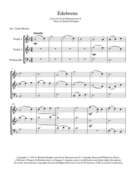 Edelweiss For Two Violins And Cello Page 2