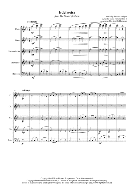 Edelweiss From The Sound Of Music Woodwind Quintet Page 2