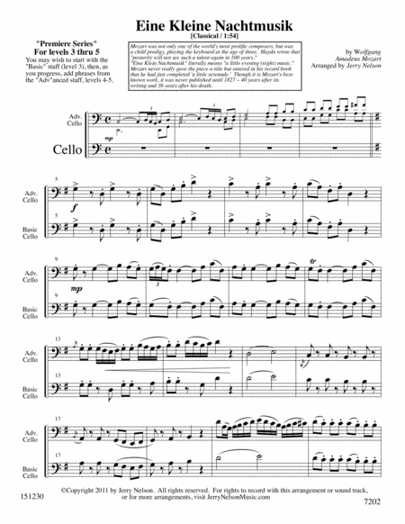 Eine Kleine Nachtmusik Arrangements Level 3 5 For Cello Written Acc Page 2