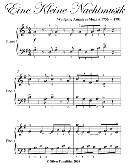 Eine Kleine Nachtmusik Easy Piano Sheet Music Page 2