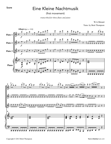 Eine Kleine Nachtmusik First Movement For Three Flutes Piano Page 2