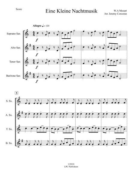 Eine Kleine Nachtmusik For Saxophone Quartet Satb Or Aatb Page 2