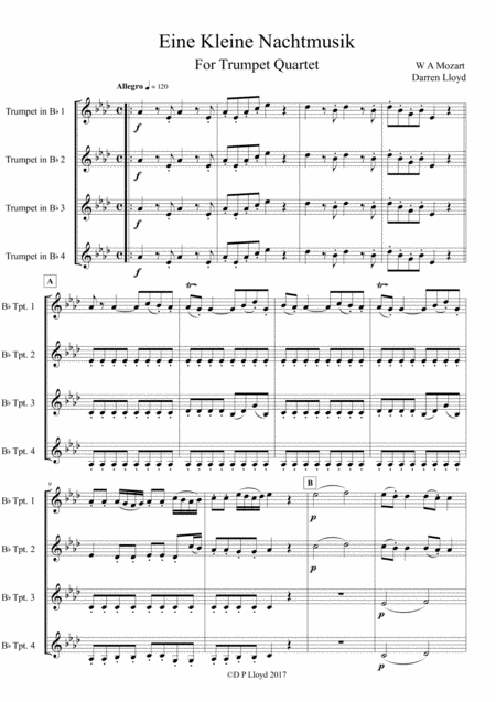 Eine Kleine Nachtmusik Trumpet Brass Quartet Treble Clef Page 2