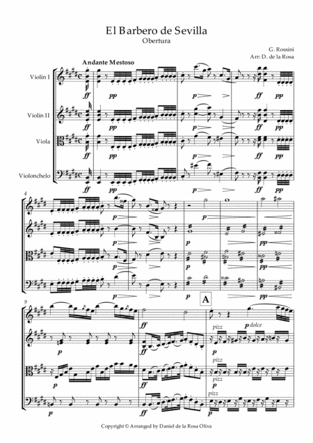 El Barbero De Sevilla G Rossini For String Quartet Full Score Page 2