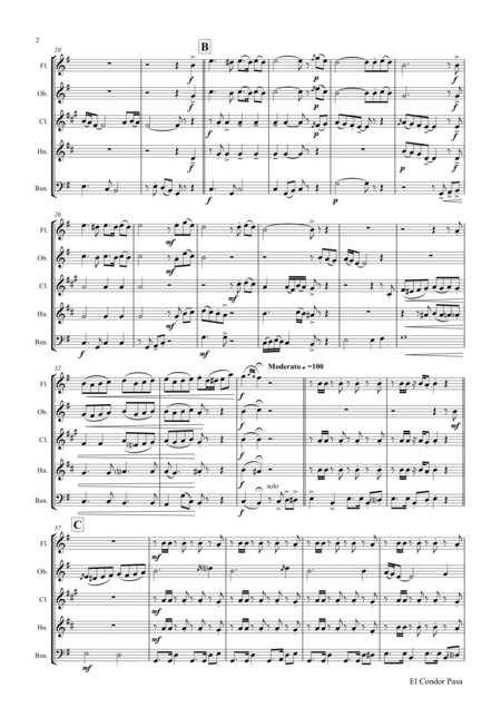 El Condor Pasa Peruvian Folk Song Wind Quintet Page 2