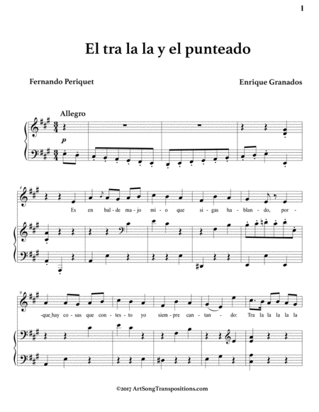 El Tra La La Y El Punteado In 3 High Keys A A Flat G Major Page 2