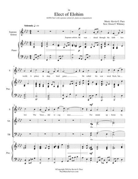 Elect Of Elohim Shortened Satb Choir With Soprano Soloist Piano Accompaniment Page 2