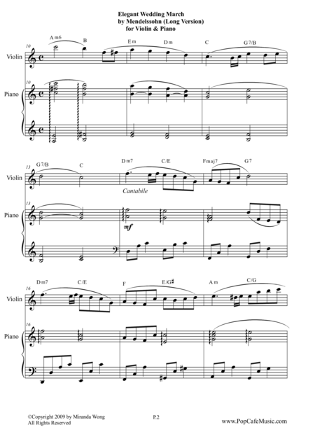 Elegant Wedding March Long Version For Violin Piano Page 2