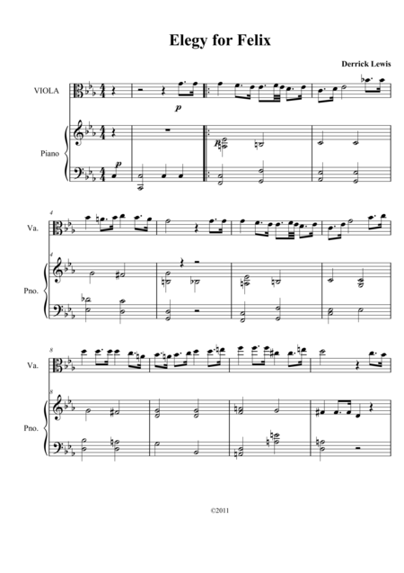 Elegy For Felix Viola Piano Page 2